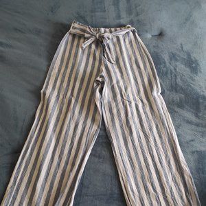Extra small blue -white striped summer wide leg pants